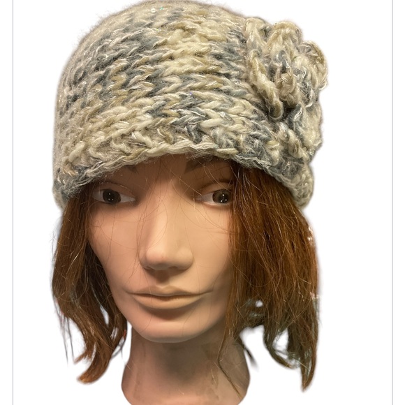 Knit winter head band with flower - Picture 2 of 6